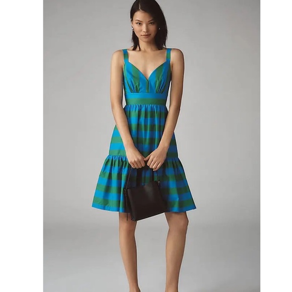 HOPE FOR FLOWERS Dresses & Skirts - NEW HOPE FOR FLOWERS Small tiered mini slip dress in blue/green awning stripes